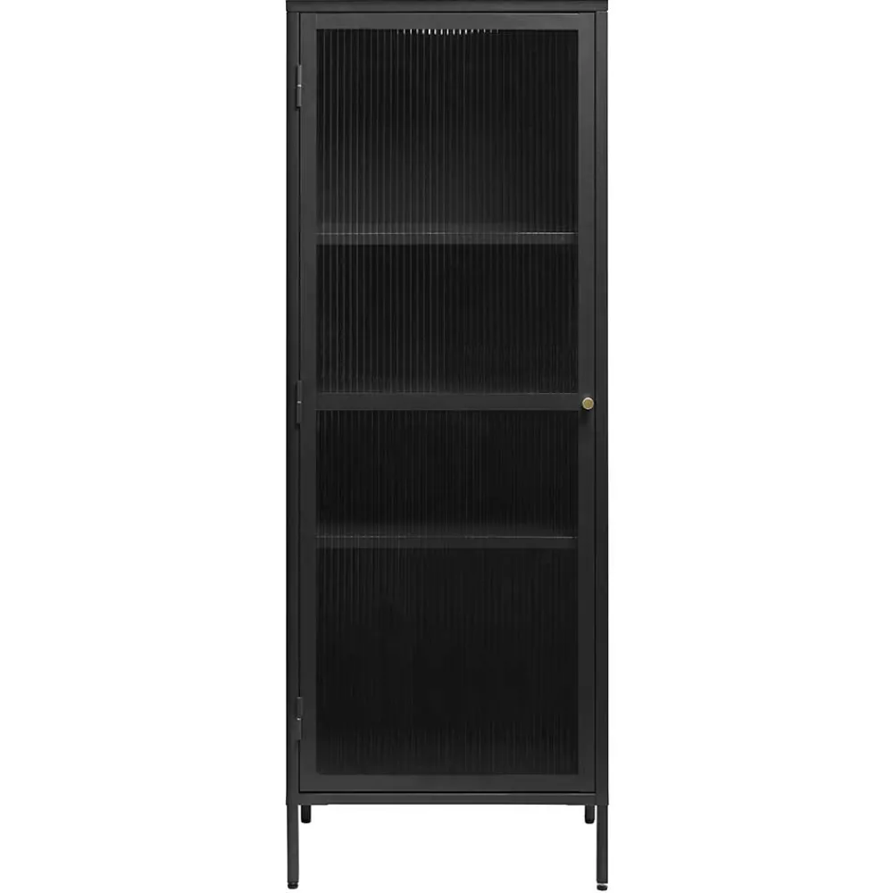 Wohnen Vitrinen<58x160x40 Metall Vitrine in Schwarz - Gulliver
