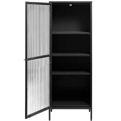 Wohnen Vitrinen<58x160x40 Metall Vitrine in Schwarz - Gulliver