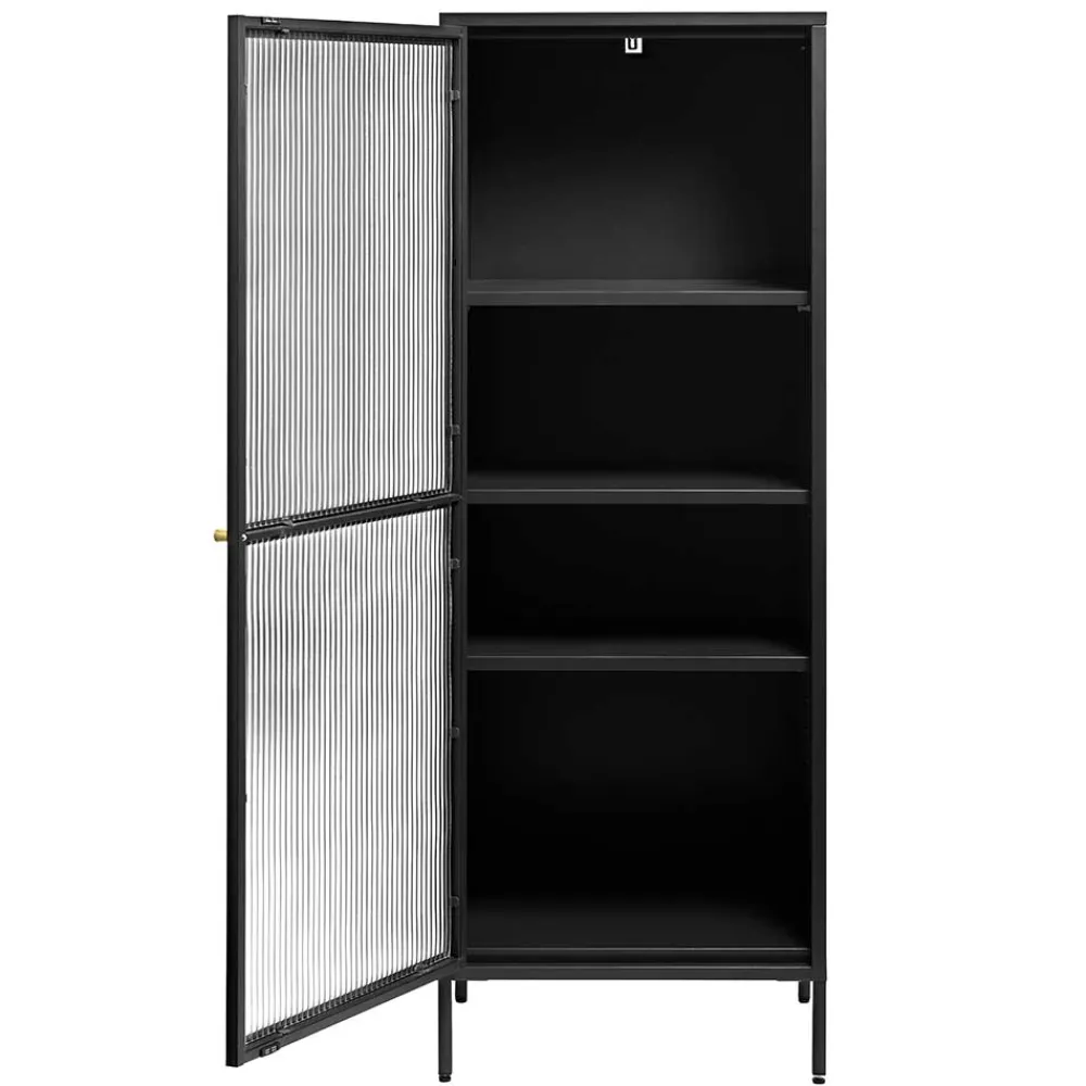 Wohnen Vitrinen<58x160x40 Metall Vitrine in Schwarz - Gulliver