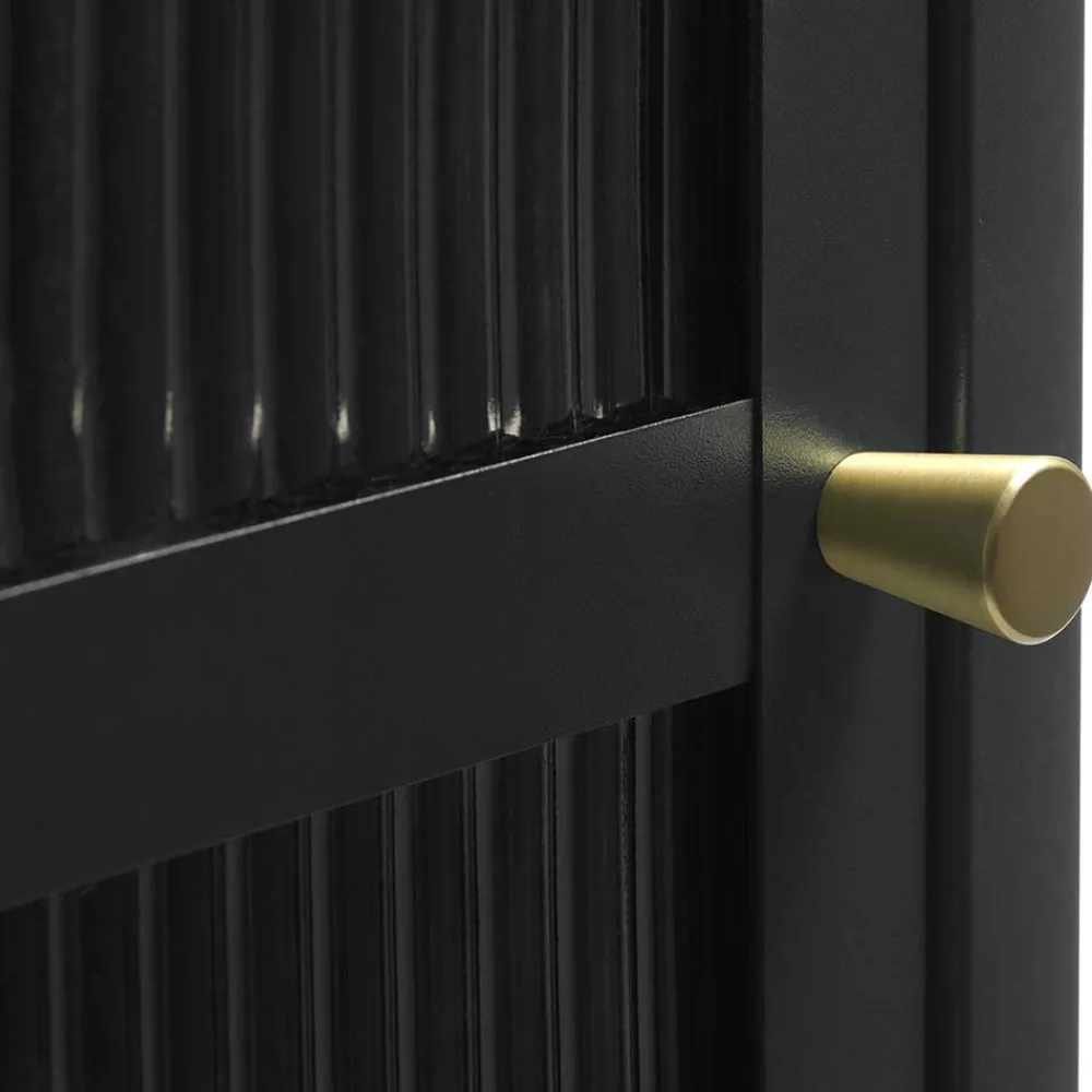 Wohnen Vitrinen<58x160x40 Metall Vitrine in Schwarz - Gulliver