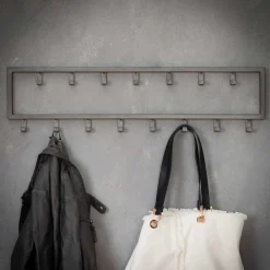 Wohnen Garderoben<80x20x4 Metall Wandgarderobe mit 15 Kleiderhaken - Vinkoja