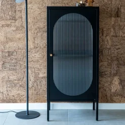 Wohnen Vitrinen<50x110x35 Metallschrank mit Glastür modern - Gabadoza