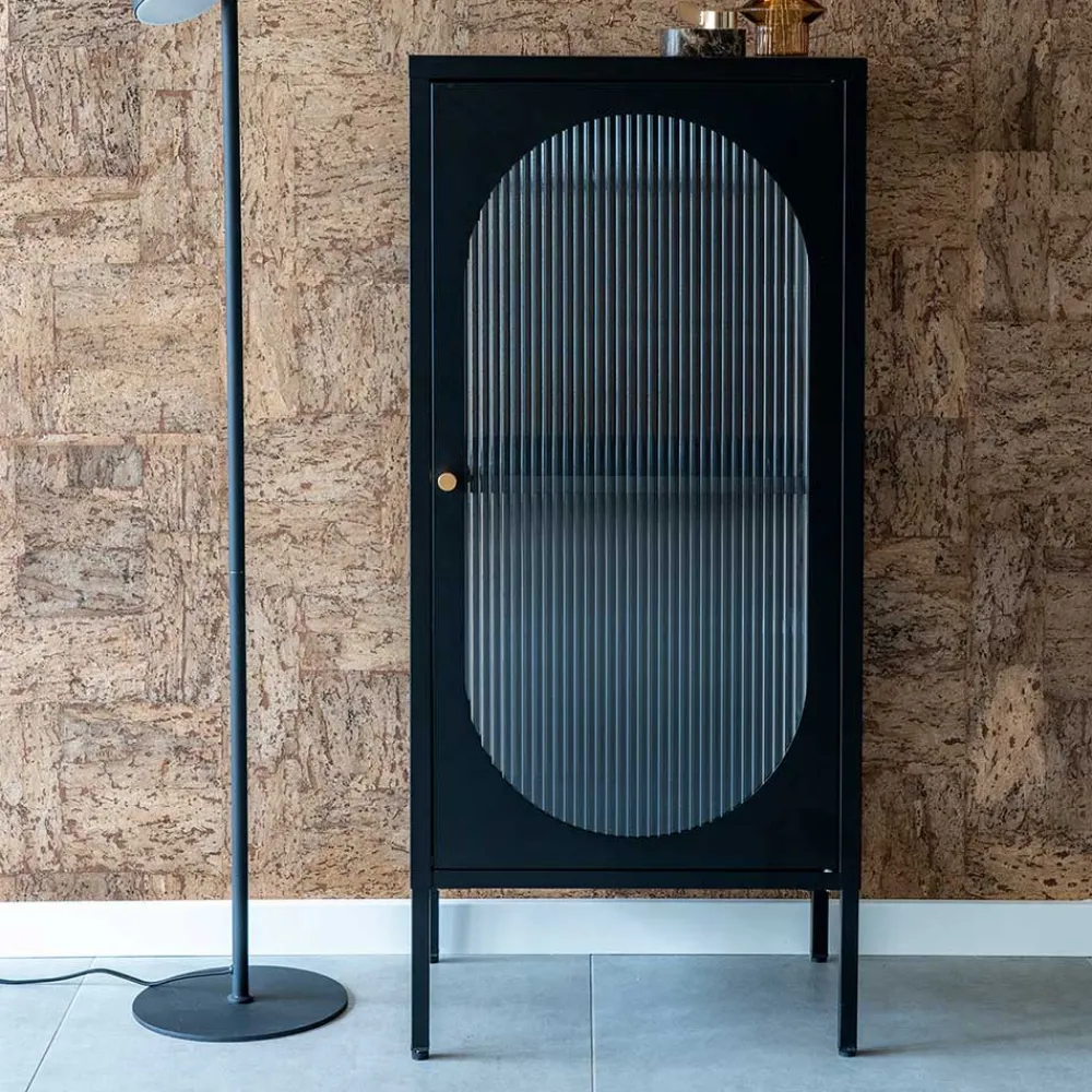 Wohnen Vitrinen<50x110x35 Metallschrank mit Glastür modern - Gabadoza