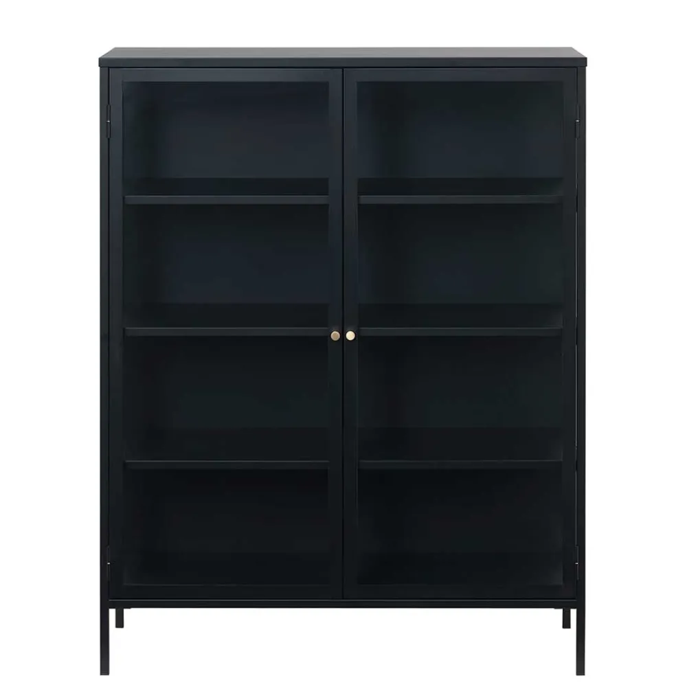 Wohnen Highboards|Vitrinen<110x140x40 Metallschrank mit Glastüren - Butoaie