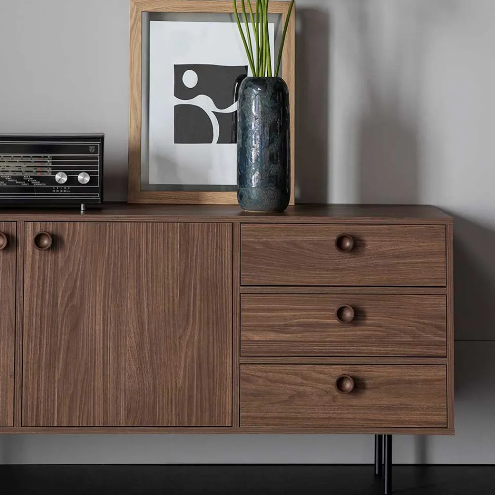 Wohnen Tv & Hifi-Möbel|Lowboards<145x64x40 Mid Century Kommode in Walnuss - Essyno