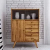 Wohnen Highboards|Vitrinen<100x143x50 Mid Century Schrank mit Glas Türen - Hardus I