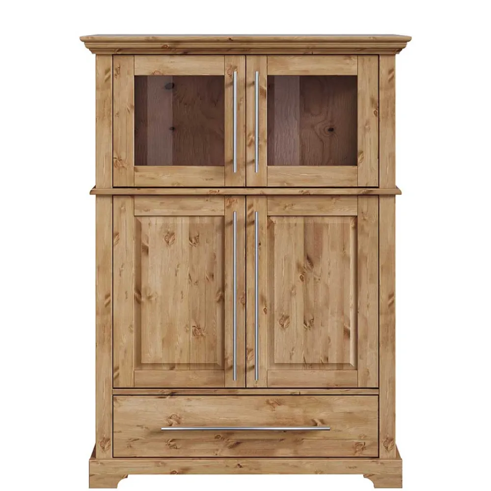Wohnen Highboards<94x133x39 Modern Country Highboard aus Kiefer massiv - Noellisa