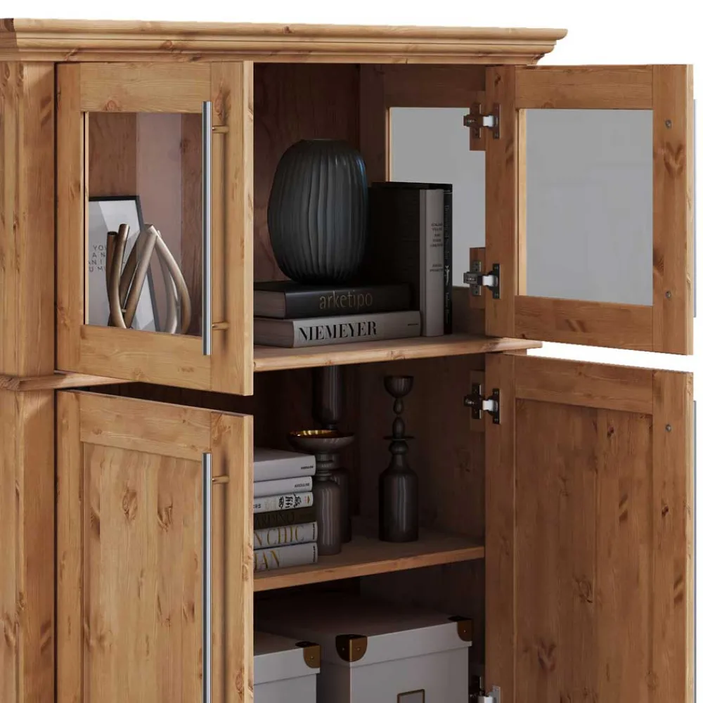 Wohnen Highboards<94x133x39 Modern Country Highboard aus Kiefer massiv - Noellisa