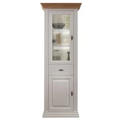 Wohnen Vitrinen<72x199x45 Modern Country Vitrinenschrank in Weiß - Henry