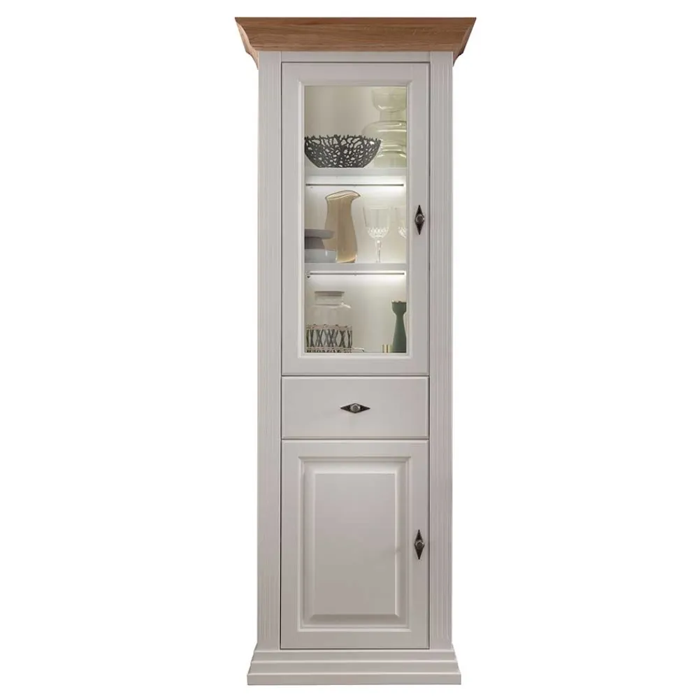 Wohnen Vitrinen<72x199x45 Modern Country Vitrinenschrank in Weiß - Henry