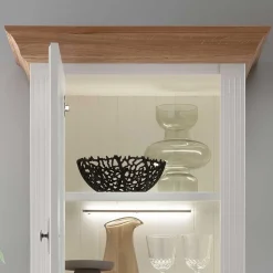 Wohnen Vitrinen<72x199x45 Modern Country Vitrinenschrank in Weiß - Henry