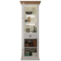 Wohnen Vitrinen<72x199x45 Modern Country Vitrinenschrank in Weiß - Henry