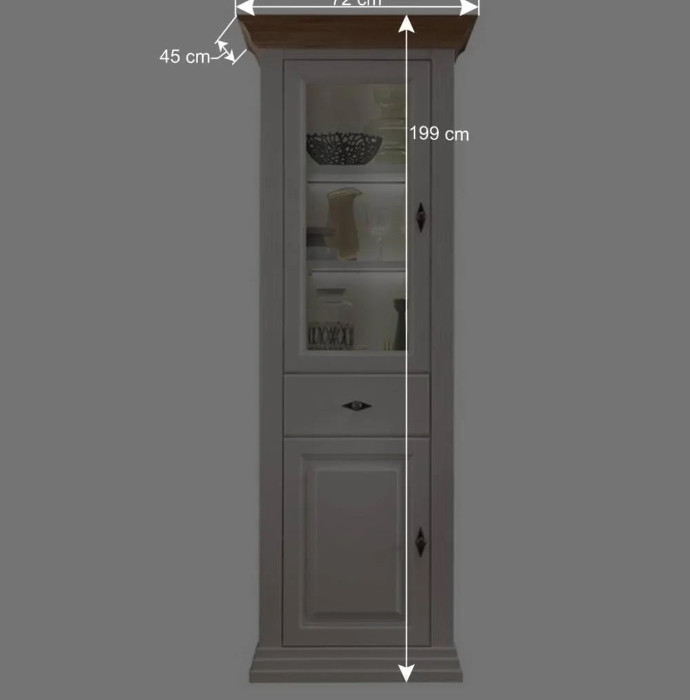 Wohnen Vitrinen<72x199x45 Modern Country Vitrinenschrank in Weiß - Henry
