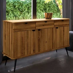 Wohnen Sideboards<144x87x46 Moderne Anrichte aus Massivholz & Stahl - Casarius