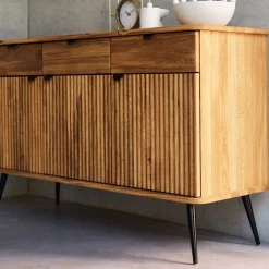 Wohnen Sideboards<144x87x46 Moderne Anrichte aus Massivholz & Stahl - Casarius