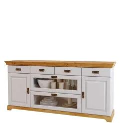 Wohnen Sideboards<180x84x84 Moderne Anrichte in Weiß & Honig - Brasivon