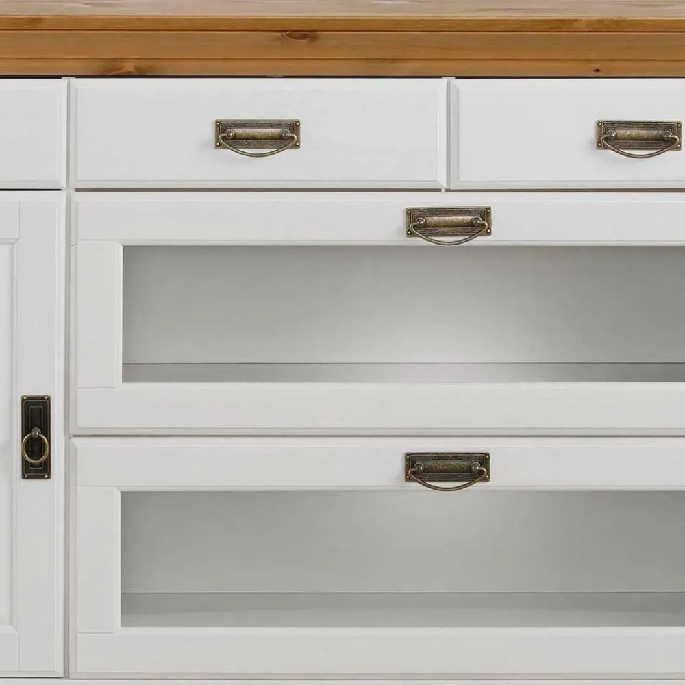Wohnen Sideboards<180x84x84 Moderne Anrichte in Weiß & Honig - Brasivon