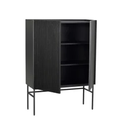 Wohnen Highboards<100x140x40 Modernes Highboard in Schwarz - Gragano