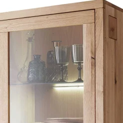 Wohnen Highboards|Vitrinen<103x148x40 Modernes Holz-Highboard mit Glaseinsatz - Embleys