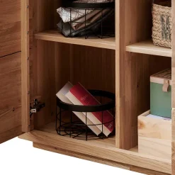 Wohnen Highboards|Vitrinen<103x148x40 Modernes Holz-Highboard mit Glaseinsatz - Embleys