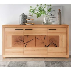 Wohnen Sideboards<172x86x40 Modernes Kernbuche Sideboard 3-türig - Sarosca