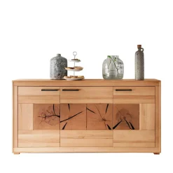 Wohnen Sideboards<172x86x40 Modernes Kernbuche Sideboard 3-türig - Sarosca