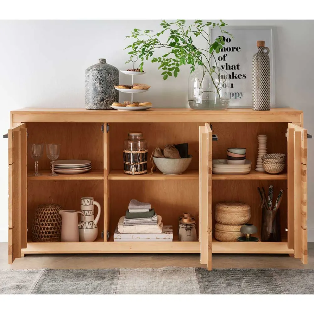 Wohnen Sideboards<172x86x40 Modernes Kernbuche Sideboard 3-türig - Sarosca