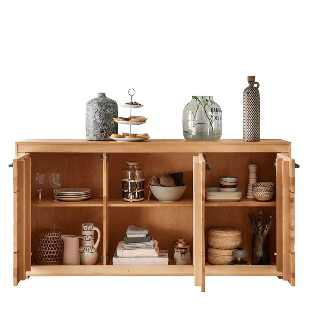 Wohnen Sideboards<172x86x40 Modernes Kernbuche Sideboard 3-türig - Sarosca