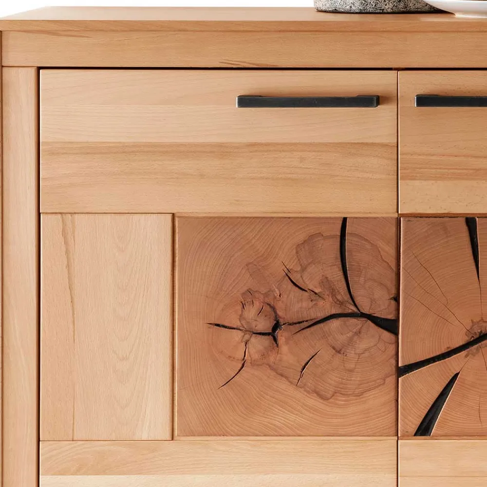 Wohnen Sideboards<172x86x40 Modernes Kernbuche Sideboard 3-türig - Sarosca