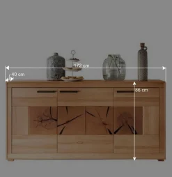 Wohnen Sideboards<172x86x40 Modernes Kernbuche Sideboard 3-türig - Sarosca