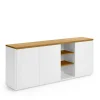 Wohnen Sideboards<180x75x36 Modernes Sideboard in Weiß & Eiche - Vintilias