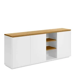 Wohnen Sideboards<180x75x36 Modernes Sideboard in Weiß & Eiche - Vintilias