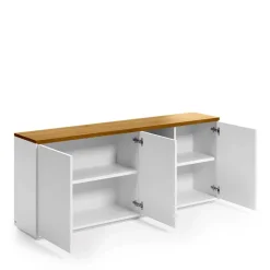 Wohnen Sideboards<180x75x36 Modernes Sideboard in Weiß & Eiche - Vintilias