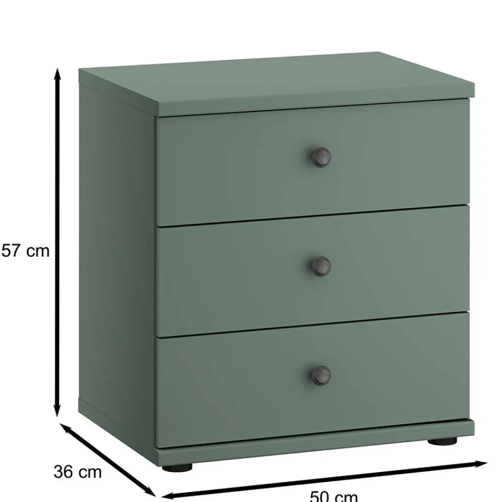 Wohnen Kommoden<50x57x36 Nachtkommode in Graugrün - Rajavo