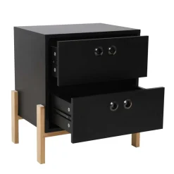Wohnen Kommoden<50x55x35 Nachtkommode in Schwarz & Pinie Natur - Caurina