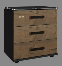 Wohnen Kommoden<52x58x38 Nachtkommode in Tanne Dekor - Ardila