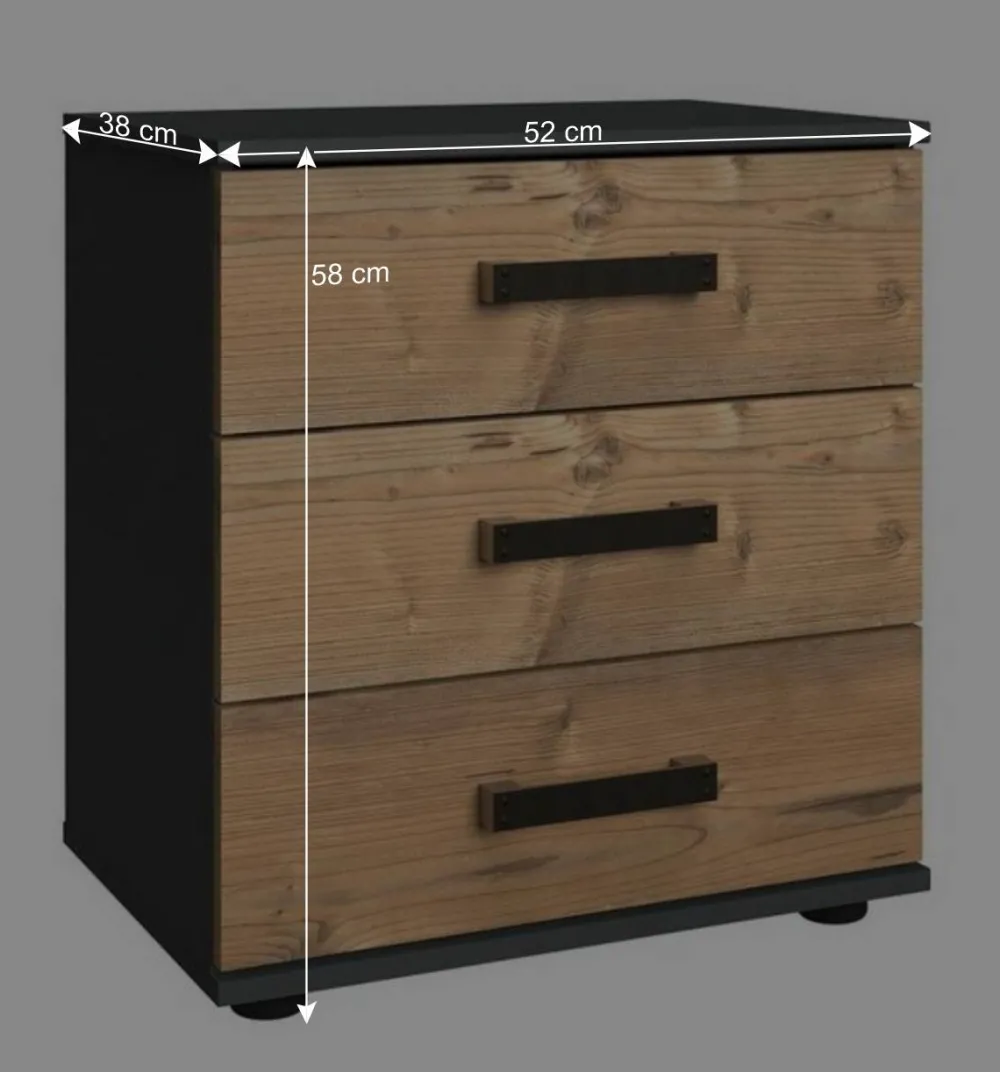 Wohnen Kommoden<52x58x38 Nachtkommode in Tanne Dekor - Ardila