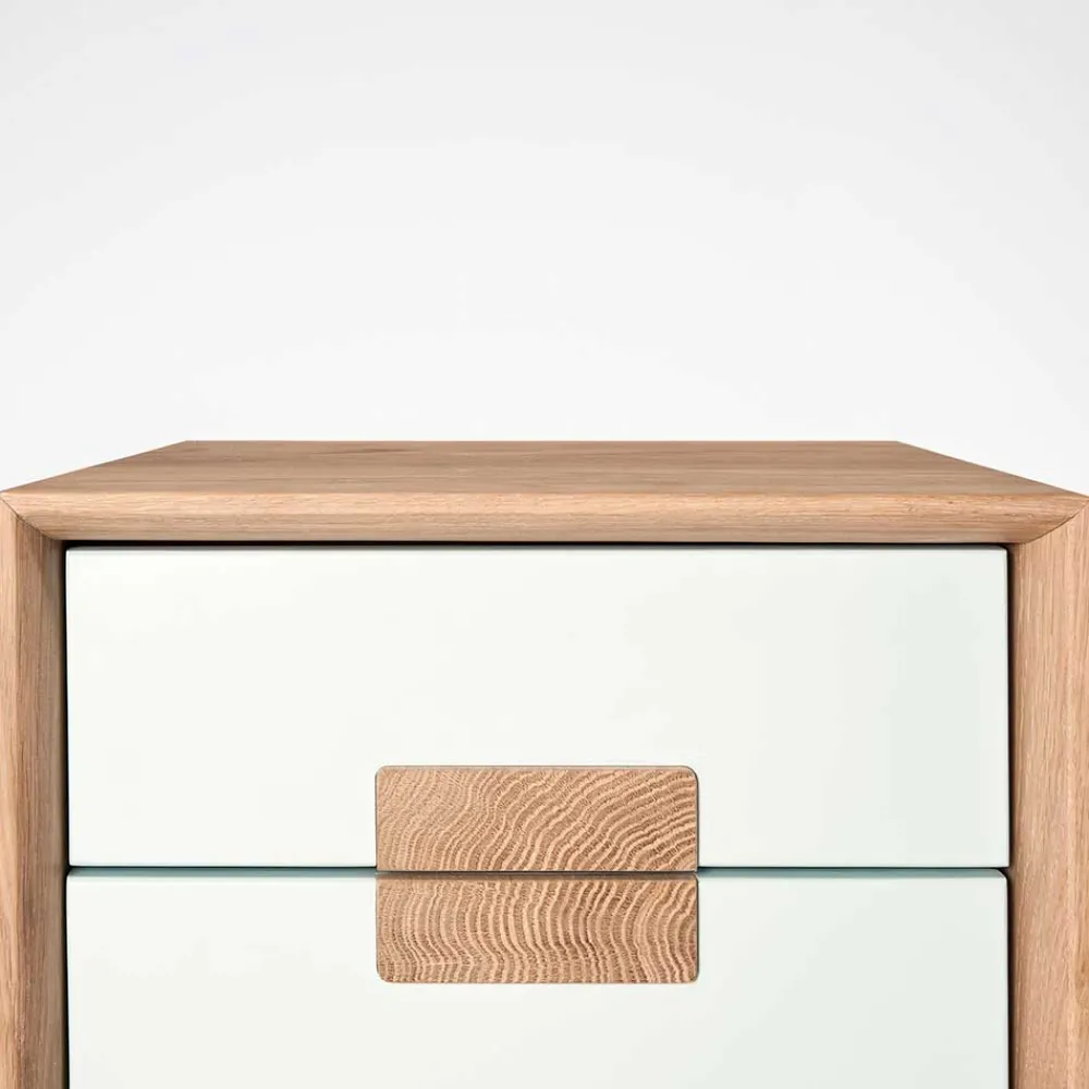 Wohnen Kommoden<40x50x40 Nachtkommode in Weiß & Eiche - Julecas