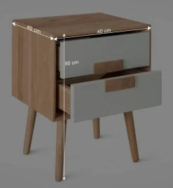 Wohnen Kommoden<40x50x40 Nachtkommode in Weiß & Eiche - Julecas