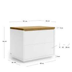 Wohnen Kommoden<53x44x36 Nachtkommode mit Sockelgestell - Vintilias
