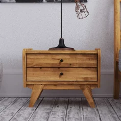 Wohnen Kommoden<55x43x39 Nachtkommode mit zwei Schubladen - Hardus