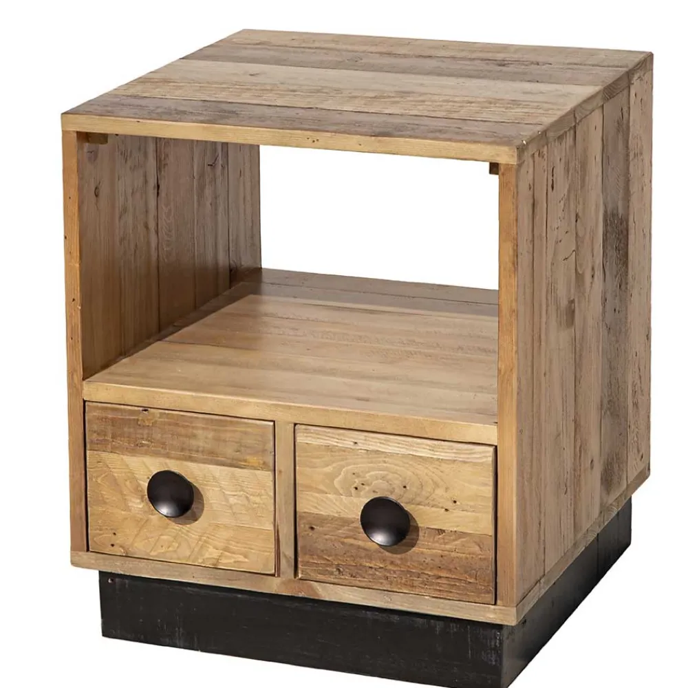 Wohnen Kommoden<45x50x45 Nachttisch aus Recyclingholz - Dulcinus