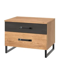 Wohnen Tv & Hifi-Möbel|Lowboards<58x45x41 Nachttisch in Eiche & Schwarzgrau - Bram