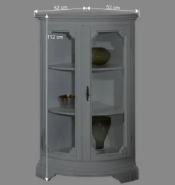 Wohnen Vitrinen<52x112x52 Niedrige Eckvitrine im Vintage Look - Zarinas