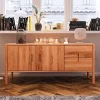 Wohnen Tv & Hifi-Möbel|Lowboards<142x64x46 Niedrige Kombi-Kommode aus Wildbuche - Indrya