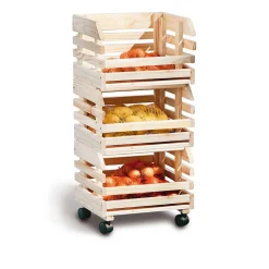 Wohnen Regale<37x80x30 Obst & Gemüse Regal aus Massivholz - Yutaha