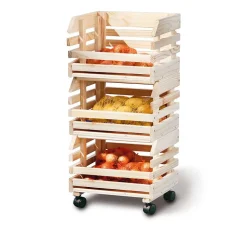 Wohnen Regale<37x80x30 Obst & Gemüse Regal aus Massivholz - Yutaha
