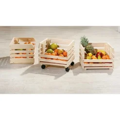 Wohnen Regale<37x80x30 Obst & Gemüse Regal aus Massivholz - Yutaha