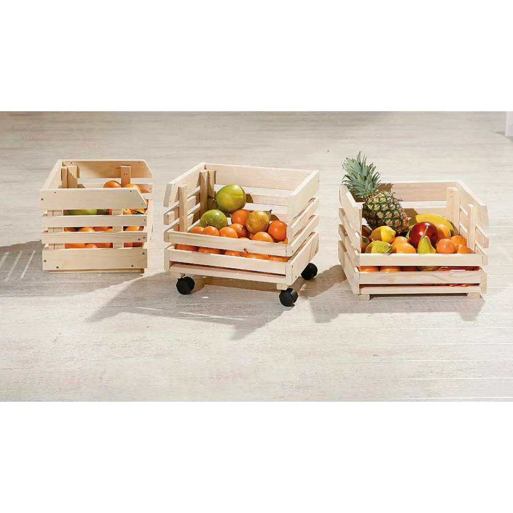Wohnen Regale<37x80x30 Obst & Gemüse Regal aus Massivholz - Yutaha