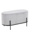 Wohnen Hocker<80x42x40 Ovaler Polsterhocker in Hellgrau - Piava